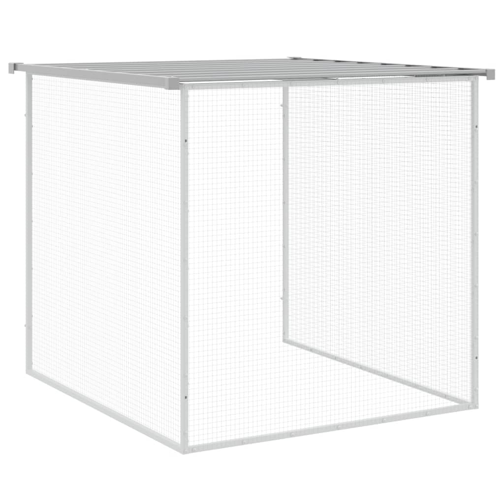 Hühnerkäfig mit Dach Hellgrau aus verzinktem Stahl 603x98x90 cm, inkl. 5 Erweiterungskäfige, Schutz für Kleintiere, ideal als Freilauf