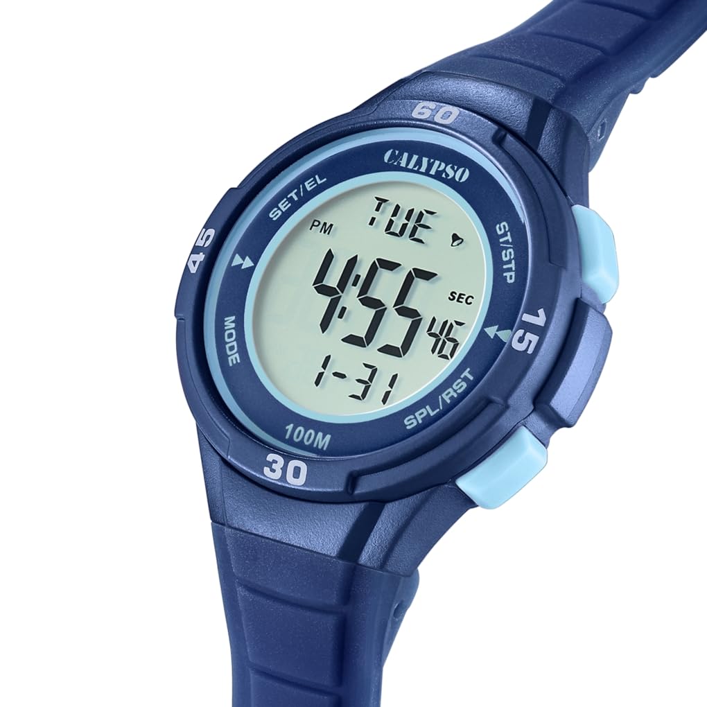 CALYPSO Reloj Digital Infantil Niño y Niña de Caucho Azul Oscuro