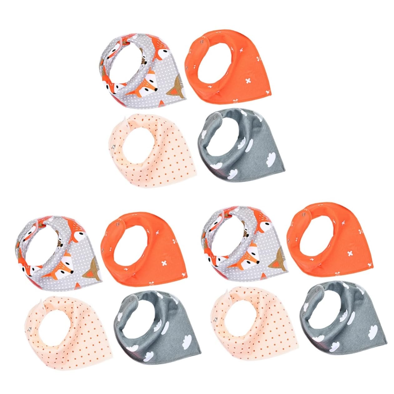 UPKOCH 12piezas Baberos De Algodón Unisex Para Bebés Absorbentes y Ajustables Toallas De Saliva Para Recién Nacidos Protección Goteo y Manchas Diseño Botones Presión Tipo