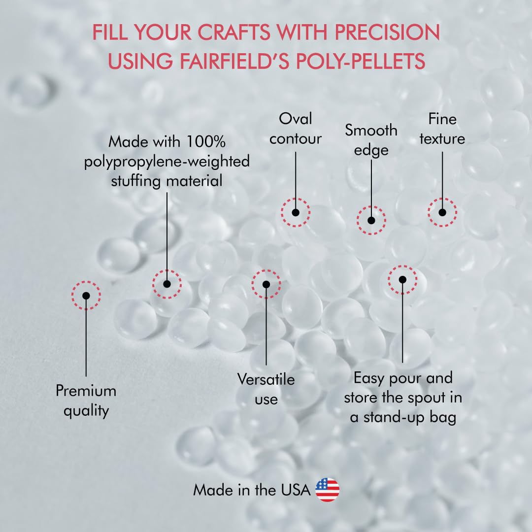 Fairfield Poly-Fil Poly-Pellets, Premium Polyester Weighted Stuffing Beads, Stuffing for Stuffed Animals, Toys, Bean Bags, Weighted Blankets, and More, 24-Ounce Bag