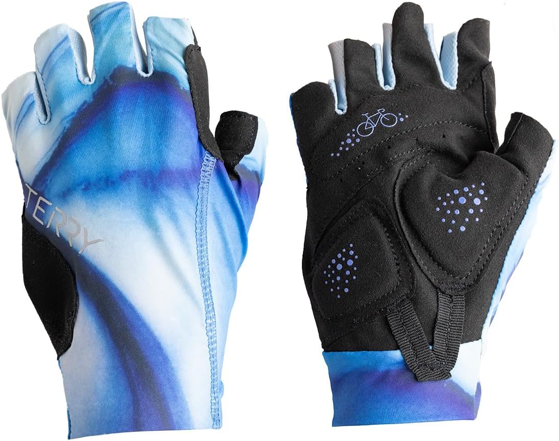 Terry Cycling Gloves, Soleil Half Finger Padded Bike Gloves for Women Biking UPF 50+ Sun Protection Short Finger Glove
