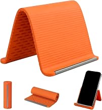 Foldable Mobile Phone Holder, Silicone, Portable Foldable Silicone Holder, Flexible Silicone-On Aluminium Mobile Phone Holder, Foldable Silicone Table Stand for Smartphones, Tablets, for Home, Office
