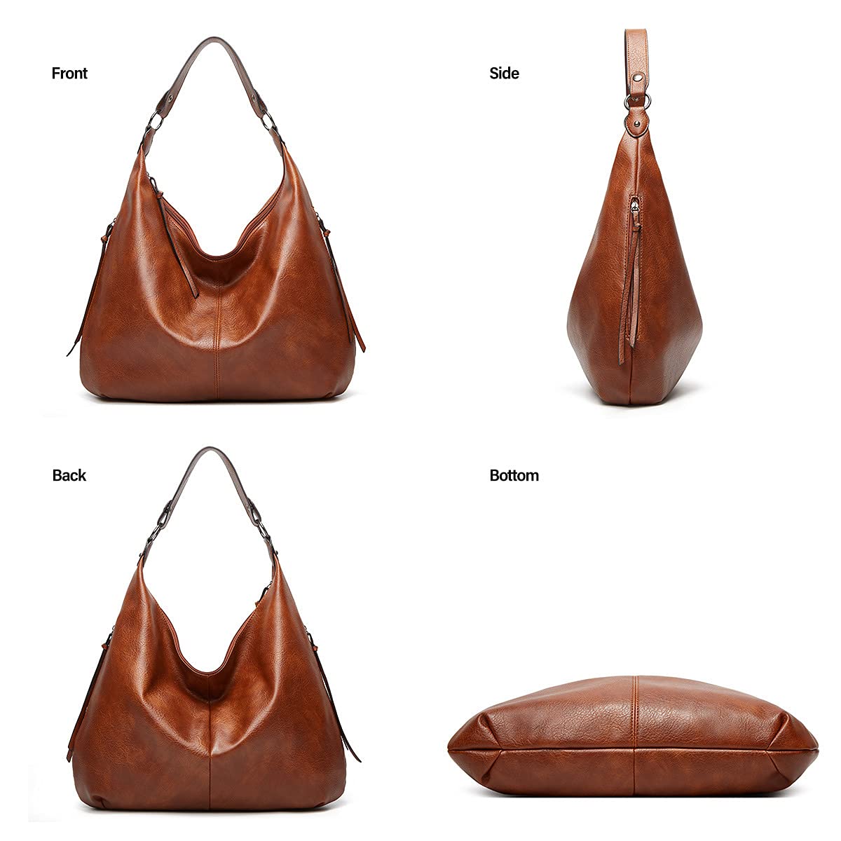 Pahajim Bolsos de Mujer Bandolera Mujer Bolso Hobo PU Piel Bolso Grande Tote de Hombro Conjunto de Bolso y Cartera 3pcs para Shopper,Trabajo