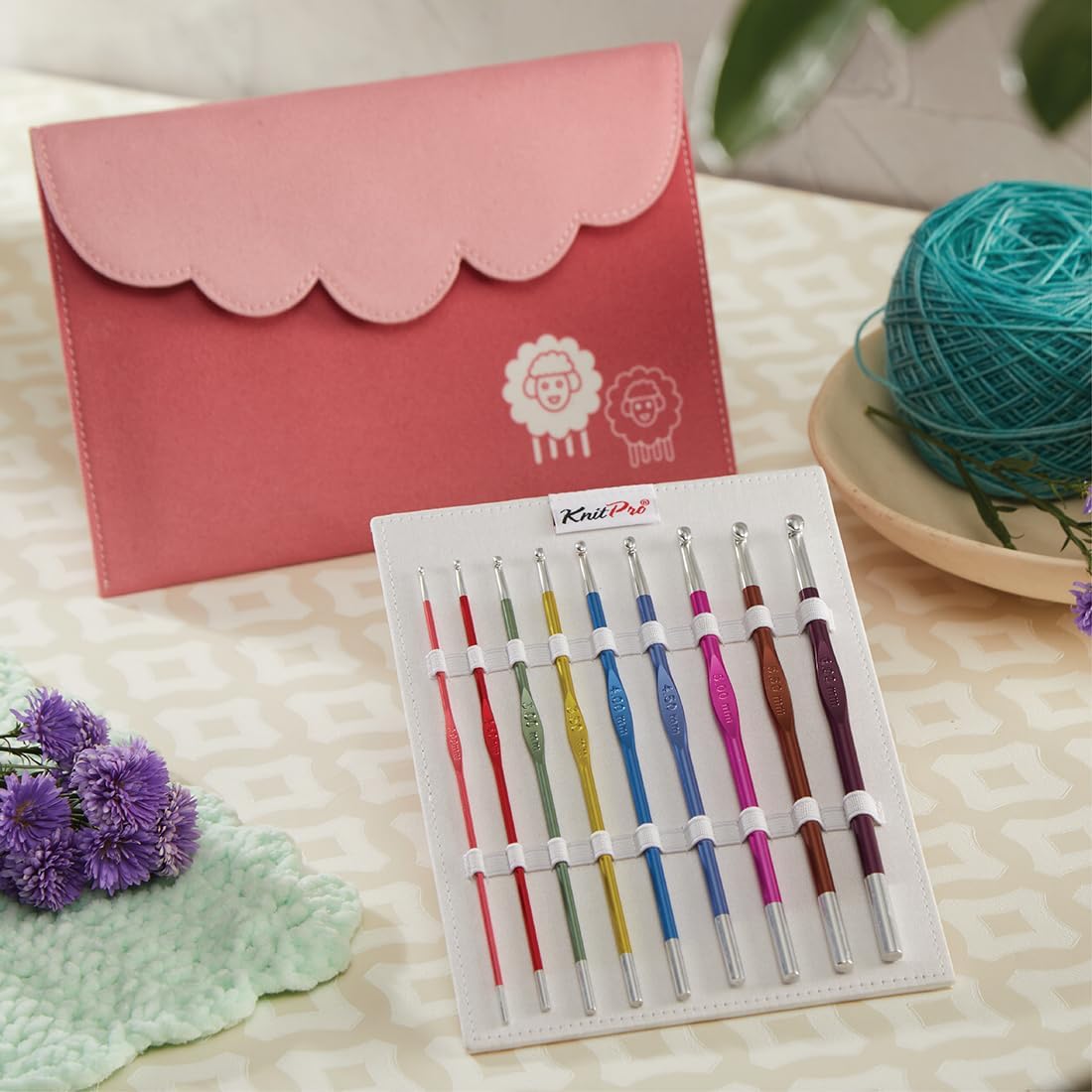 KnitPro Zing Deluxe Single-Ended Crochet Hook Set | 9 US Sizes (2mm to J)