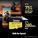 Lexar 128GB Professional Gold Micro SD Card, UHS-II, C10, U3, V60, A1, Full HD, 4K, Up to 280/100 MB/s microSDXC Memory Card, for Drones, Action Cameras gallery image