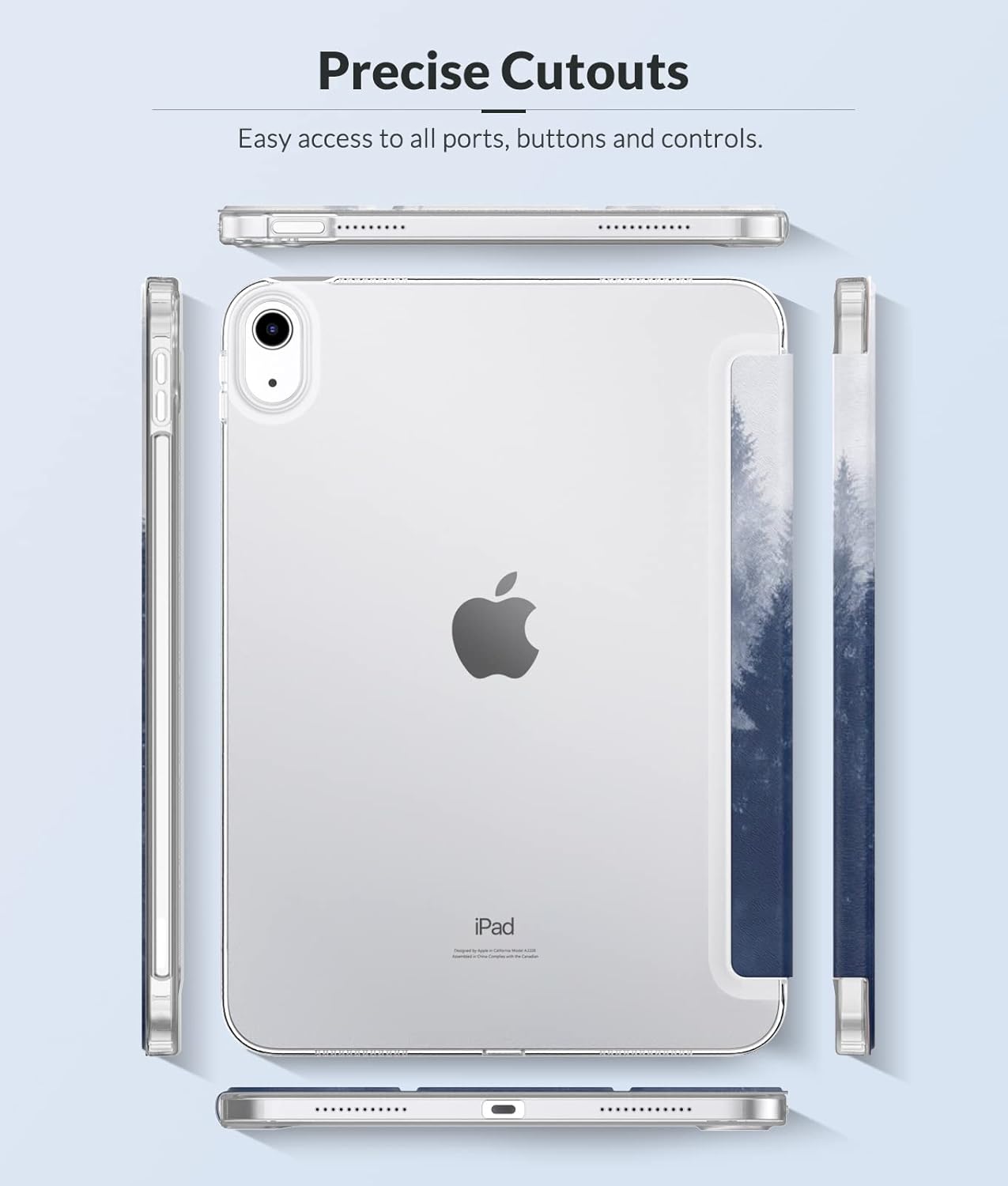 MoKo Case for New iPad (A16) 11th Generation 2025/ 10th Generation 2022, iPad 11 inch/ 10.9 inch Case with Soft TPU Translucent Frosted Back Cover, Auto Wake/Sleep, Support Touch ID, Gray Forest - Image 6