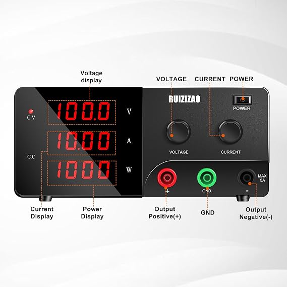 Bench Power Supply 100V 10A 1000W, DC Power Supply Variable Benchtop Lab Power Supplier with Encoderknob, Adjustable Switching Regulated