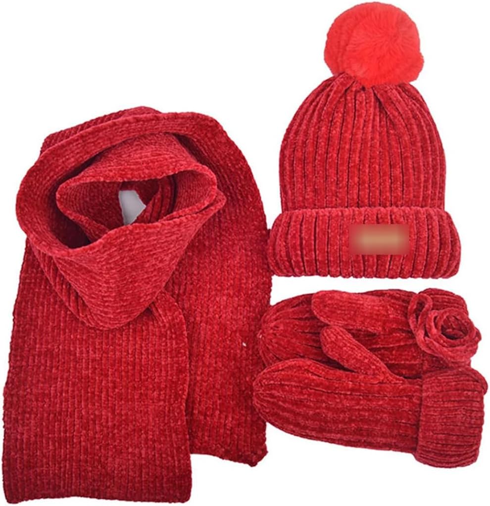 Three-Piece Knitted Hats Scarf Gloves Set Children Hat Autumn Winter Warm Mitten Boy Cap Beanie Sets Kids Caps