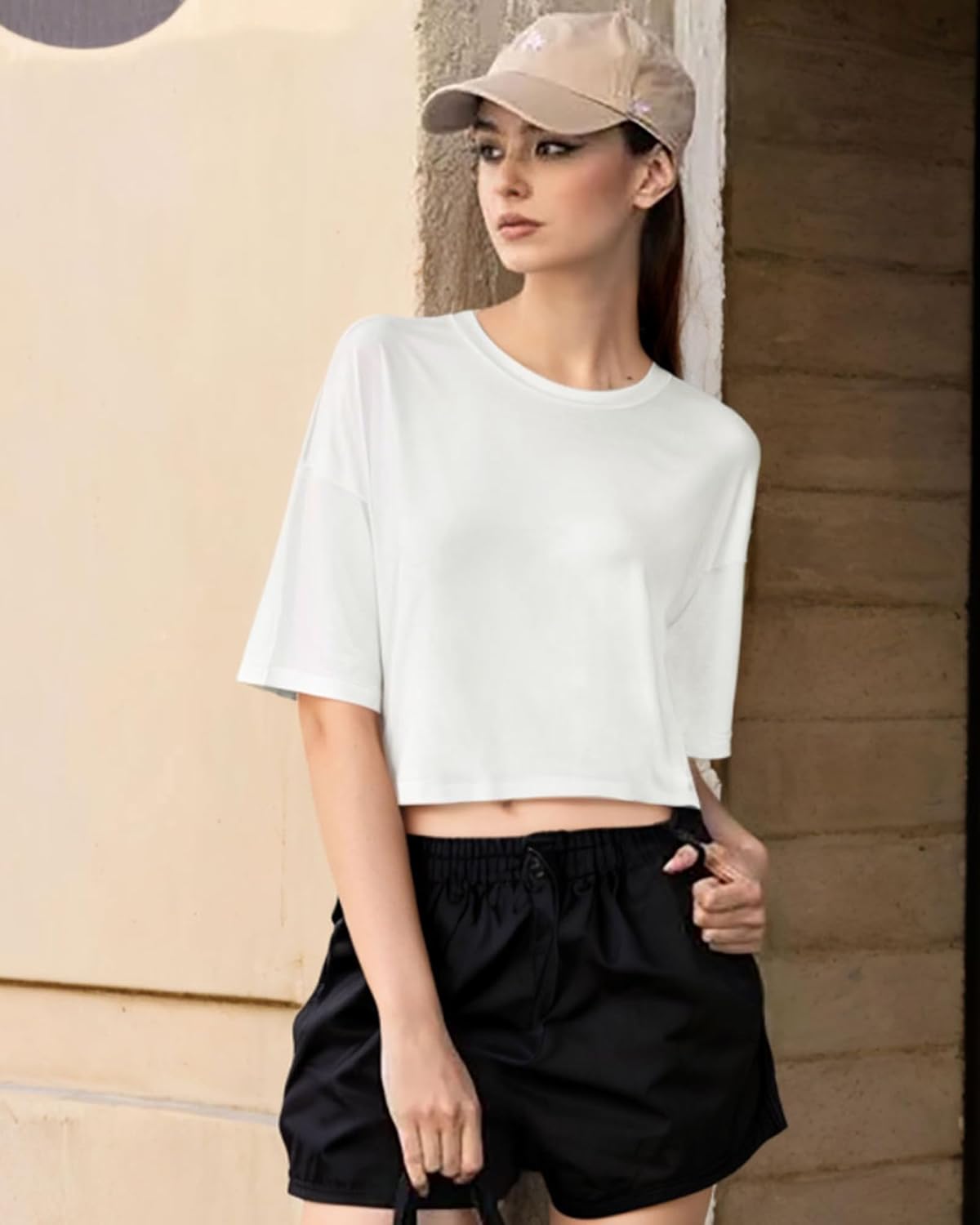 Summer Crop Tops for Womens Casual Half Sleeve Top Loose Fit Short Sleeve T Shirts Workout Oversized Tees - Image 2