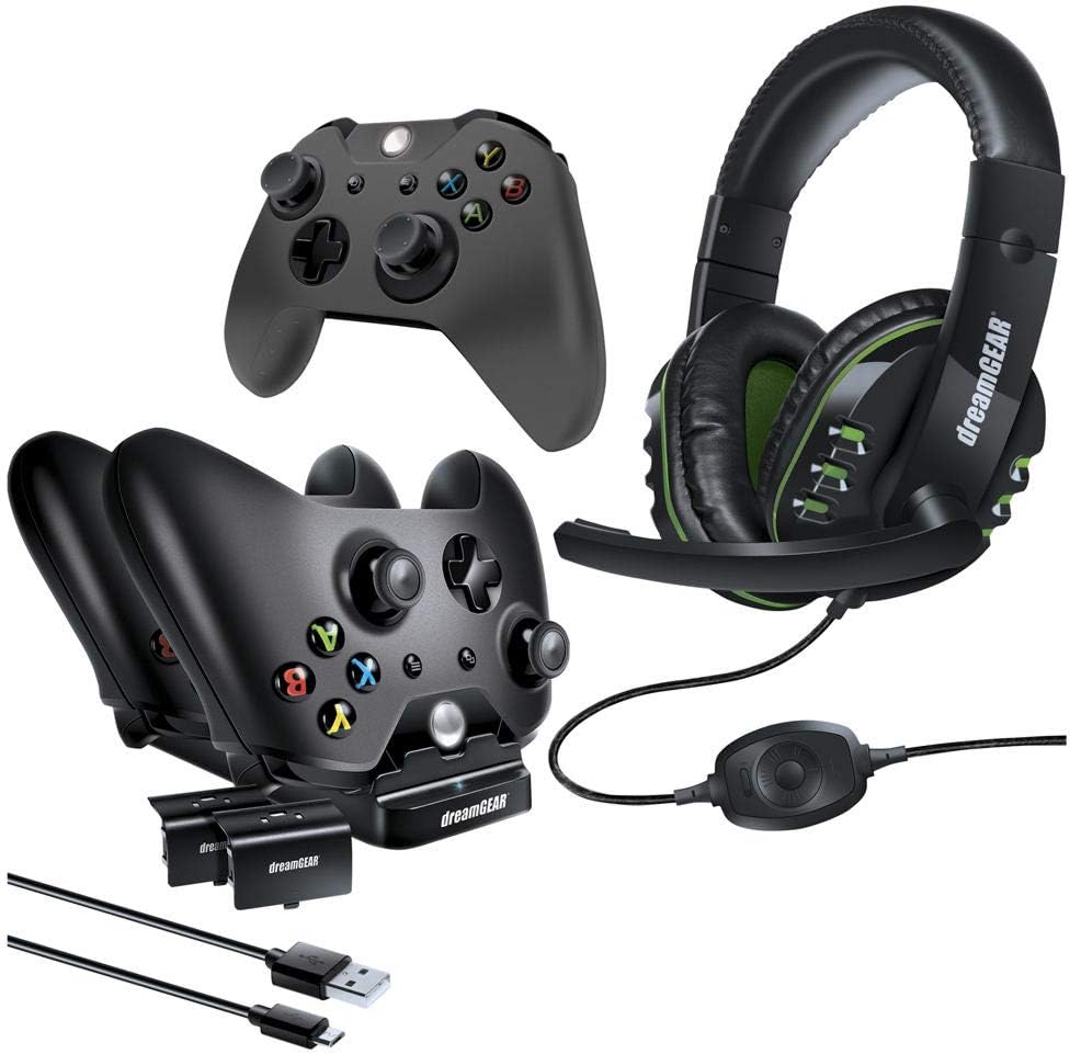 8 in 1 Gamers Kit for XBOXONE: Includes Charging dock/USB/Gaming Headset/Protective Covers and (2) 800 mah Rechargeable batteries (6631)