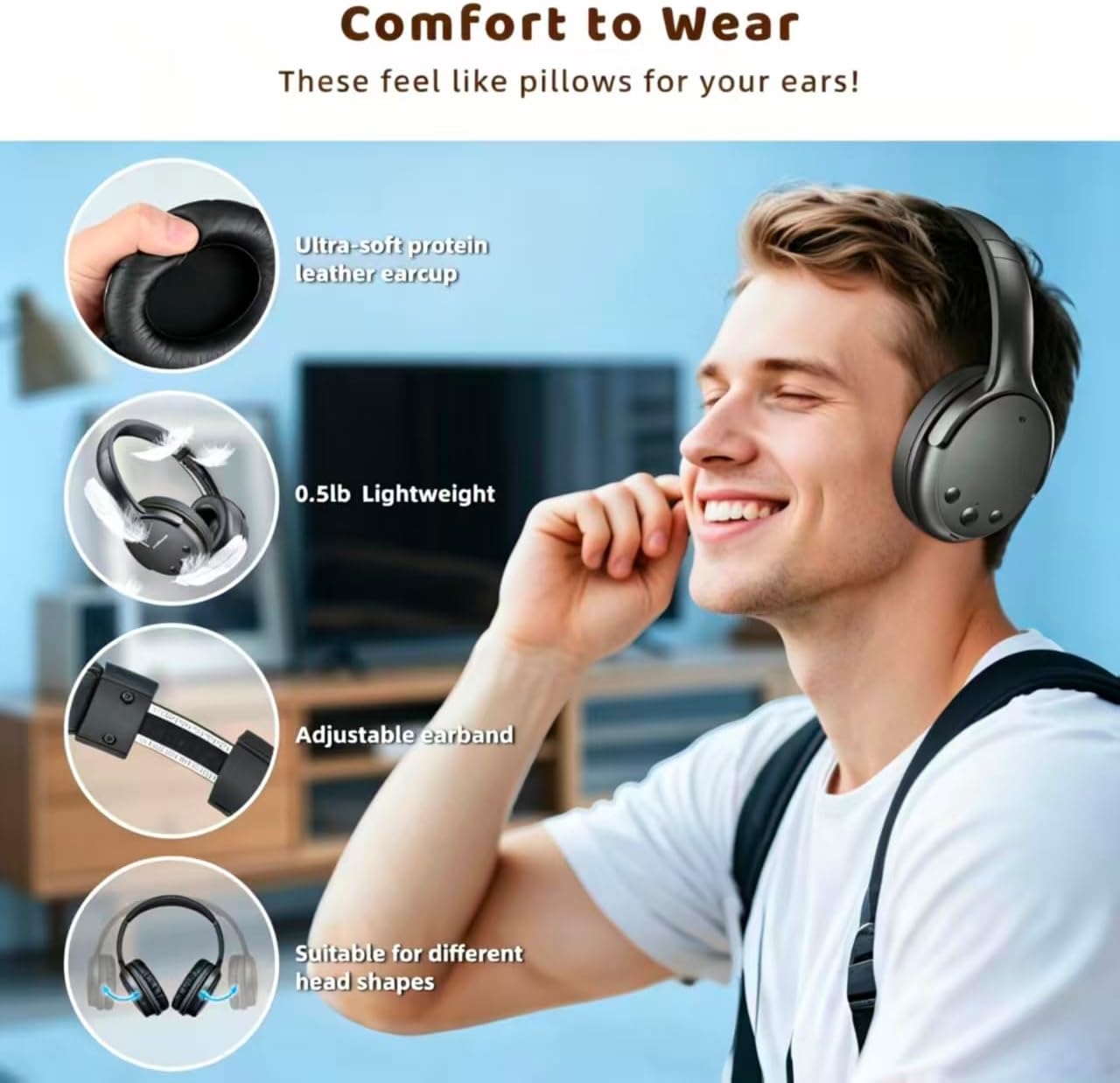 Holdsound Wireless Headphones for TV, BKM700 Over-Ear Wireless TV Headphones with Extension Transmitter, Auto-Pairing,Low Latency,165 ft Long Range, 40 Hrs Battery, Loud Clear Sound for Seniors 8 61 RXS1RHSL. AC SL1280