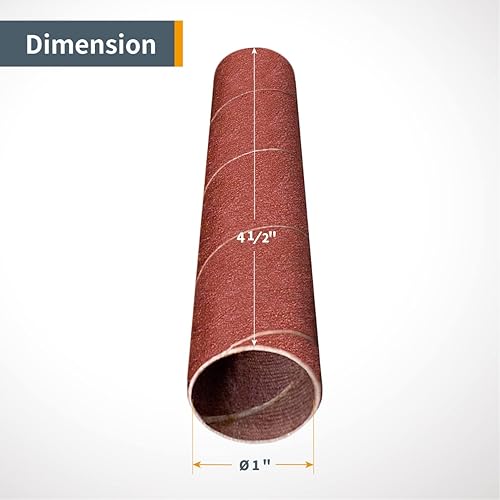 Miniatura 4 de POWERTEC 11212 Mangas de lijado de 4.5 pulgadas para lijadora de husillo, grano 120, diámetro de papel de lija de óxido de aluminio, 1 pulgada,
