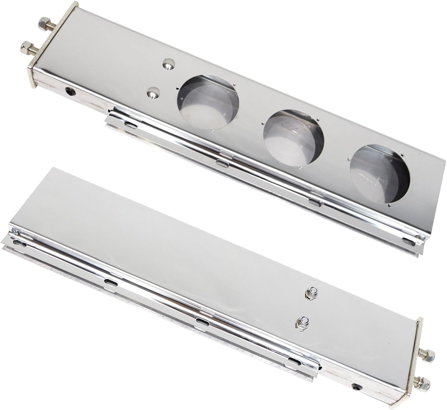 2 Pack Stainless Steel Mud Flap Hanger - 2 1/2" Bolt Spacing, Rear Bar with 4" Light Cutouts, Spring Loaded Mud Flap for Semi Trucks (Lights NOT Included)