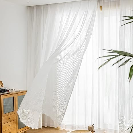 Amazon Kmbignk レースカーテン 北欧 カラー B100 270cm かわいい カーテン おしゃれ モダン レース 薄手 通気性が良い 半遮光 間仕切り ドレープカーテン フック付き モダン 2倍ヒダ 目隠し 女の子 寝室 子供部屋 掃き出し窓 洗濯可能 レースカーテン オンライン通販