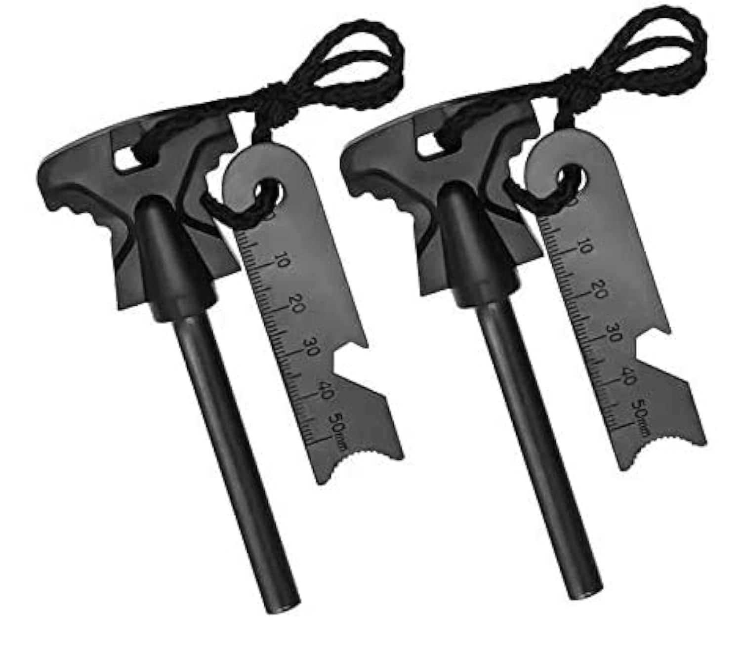 Flint Fire Starter, 4.25 Inch Survival Ferro Rods Starter with Easy Grip Handle and Multifunction Striker, Waterproof Flint Fire Can be Struck 15000 Times for Camping, Hiking (2 Pack)