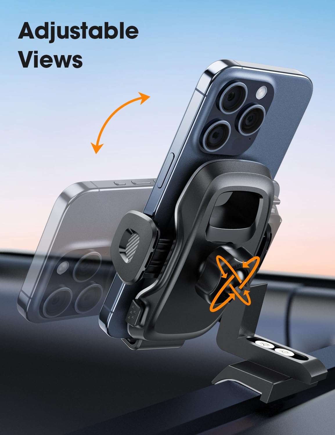 Upgraded Tacoma Phone Mount for Toyota Tacoma 2016-2023, 3rd Gen Dashboard Clip Cell Phone Cradle, Adjustable Stand, Suitable for Most Smartphones