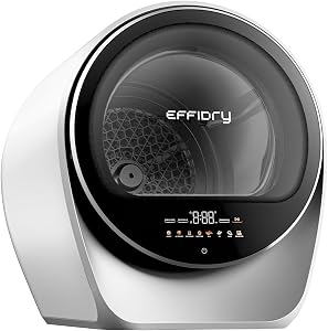 S3 Compact Clothes Dryer,1 cu.ft Capacity, 110V, LCD Control Panel Portable High End Tumble Dryer Machine with Stainless Steel Drum,8 Drying Mode,for Small Spaces,RVs,Dorms,Apartments (pearl white)