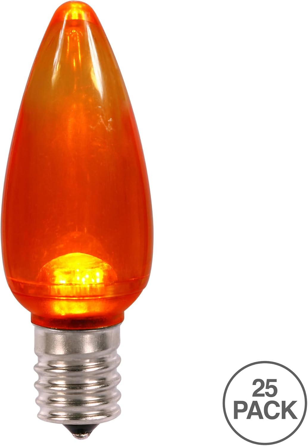 Vickerman C9 Transparent Plastic LED Orange Dimmable Bulb, E17 Nickel Base, 25 per Bag
