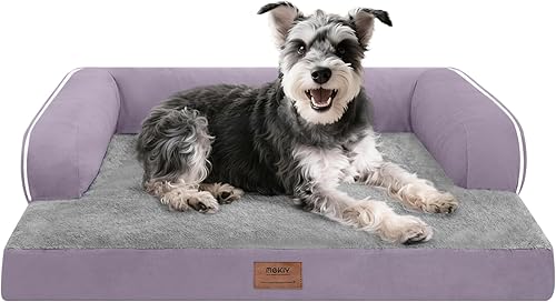 Miniatura 37 de Cama ortopédica extra grande para perros impermeable: cama de espuma viscoelástica para perros XL y extra grandes, sofá sofá, lavable con funda Azul