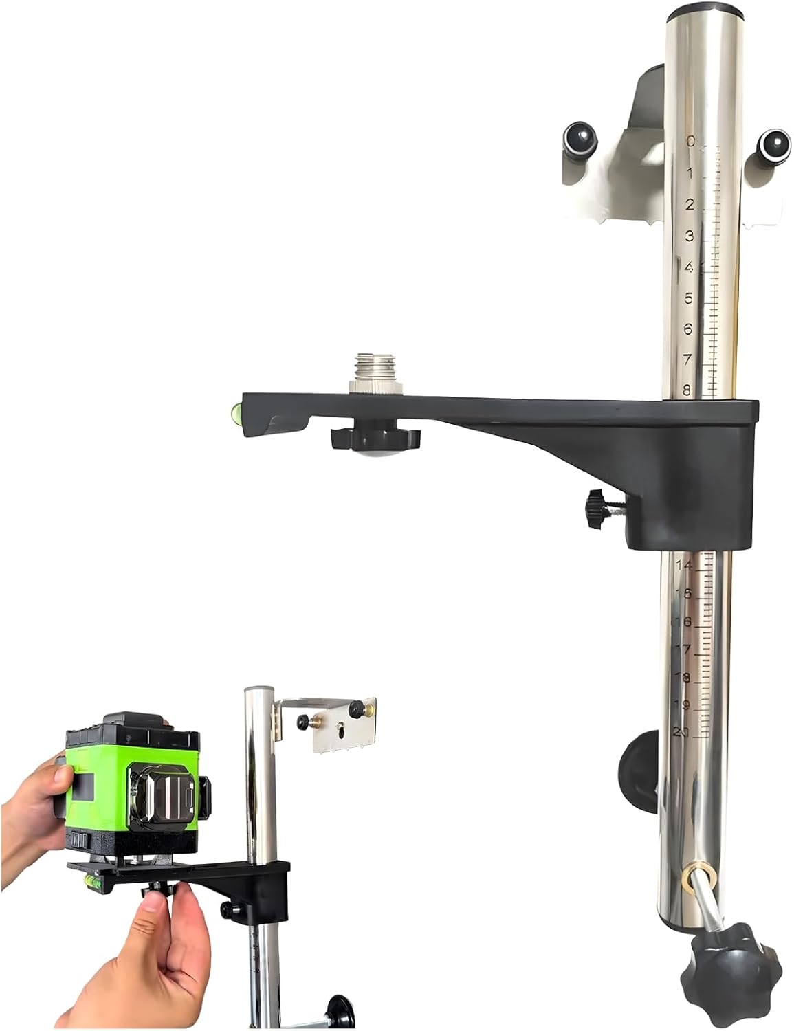 Adjustable Laser Level Wall Mounting Bracket, Height Multi-Functional Laser Holder Rotating Leveling Support Stand with Marked Scale, Stainless Steel Universal for Wall Mounted (3 PCS)