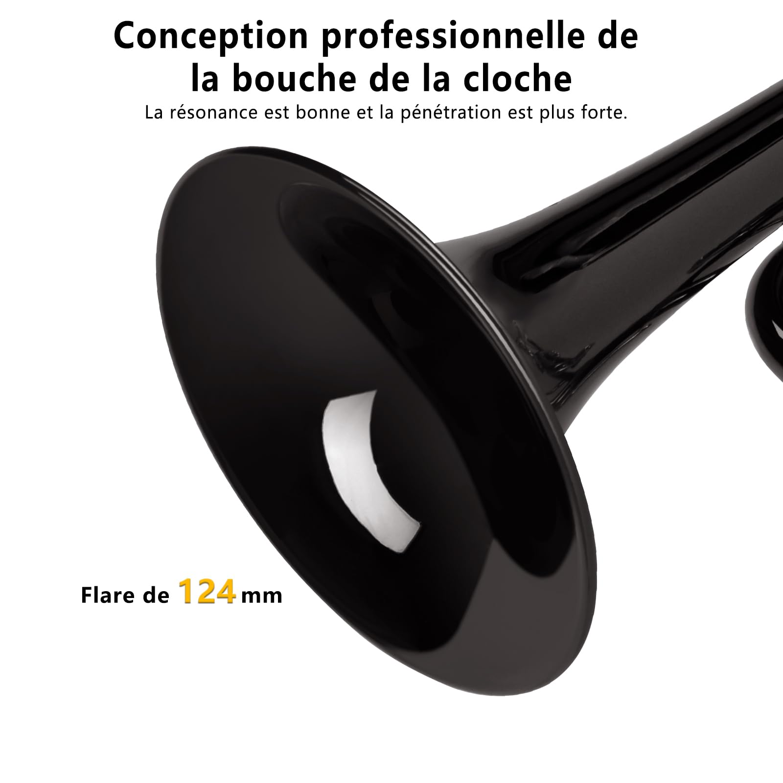 EASTROCK Trompette en Sib pour débutant, Trompette standard en laiton pour étudiants, Trompette avec étui, gants, embouchure 7C (Noir)
