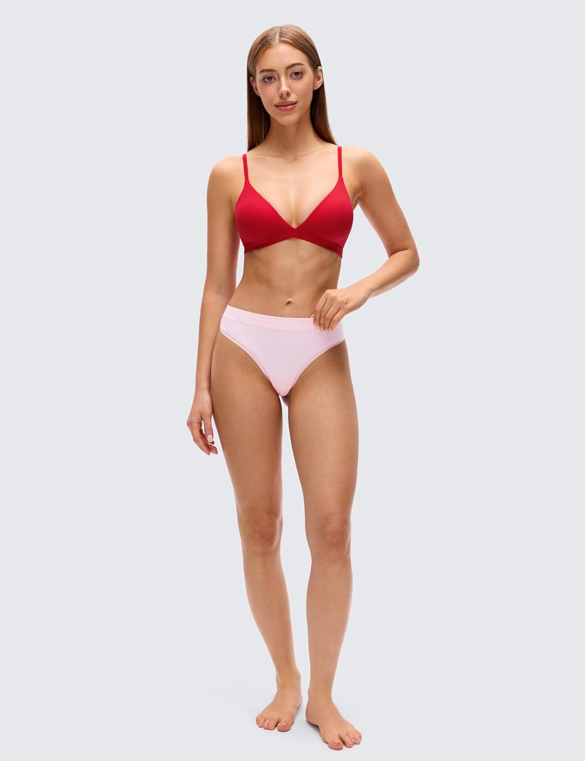 CRZ YOGA Softhold Double Lined Triangle Bralette - Womens Adjustable Straps Wireless Cami Plunge T-Shirt Everyday Bra Comfy