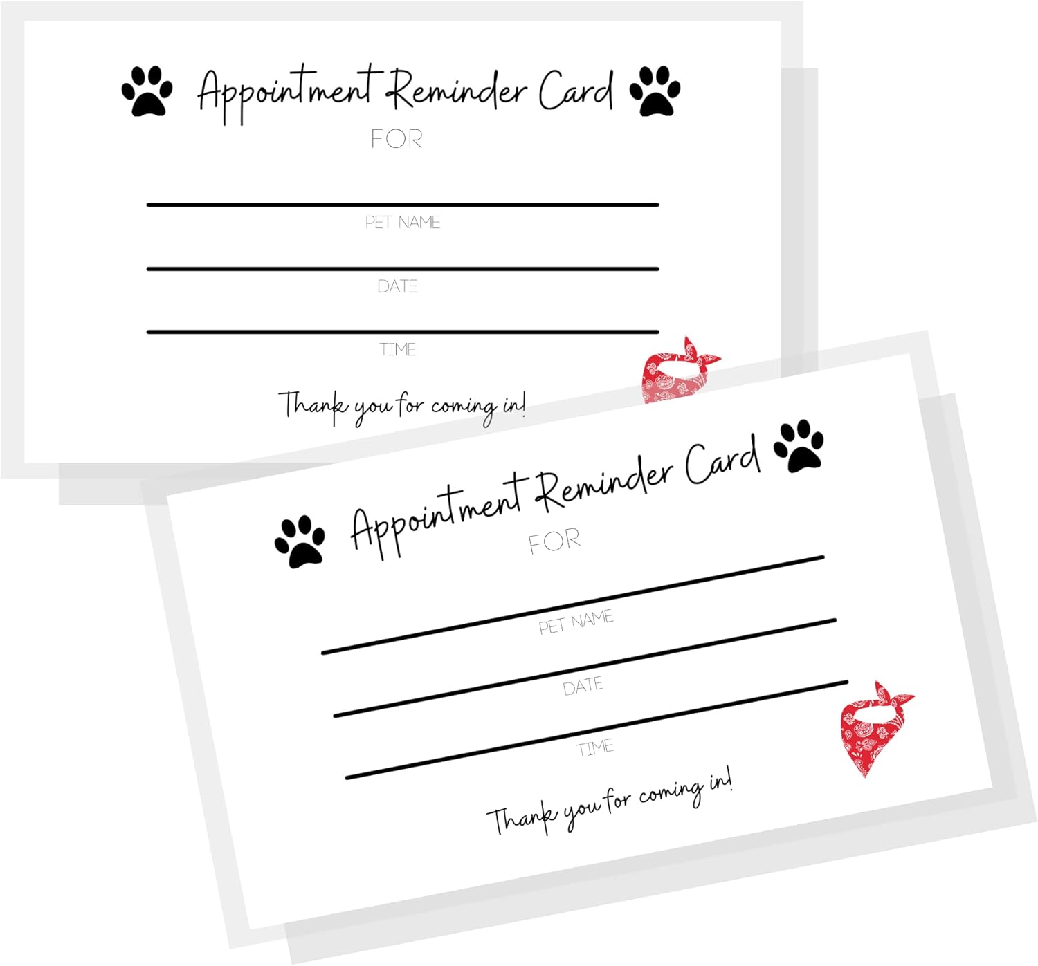 Pet Grooming Appointment Reminder Cards Physical Printed