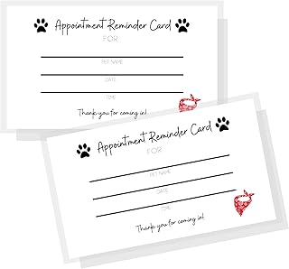 Pet Grooming Appointment Reminder Cards | Physical Printed 2x3.5â€ inches Business Card Size | Pet Grooming Supplies | Matches Grooming Report Card & Grooming Loyalty | Red Bandana Design