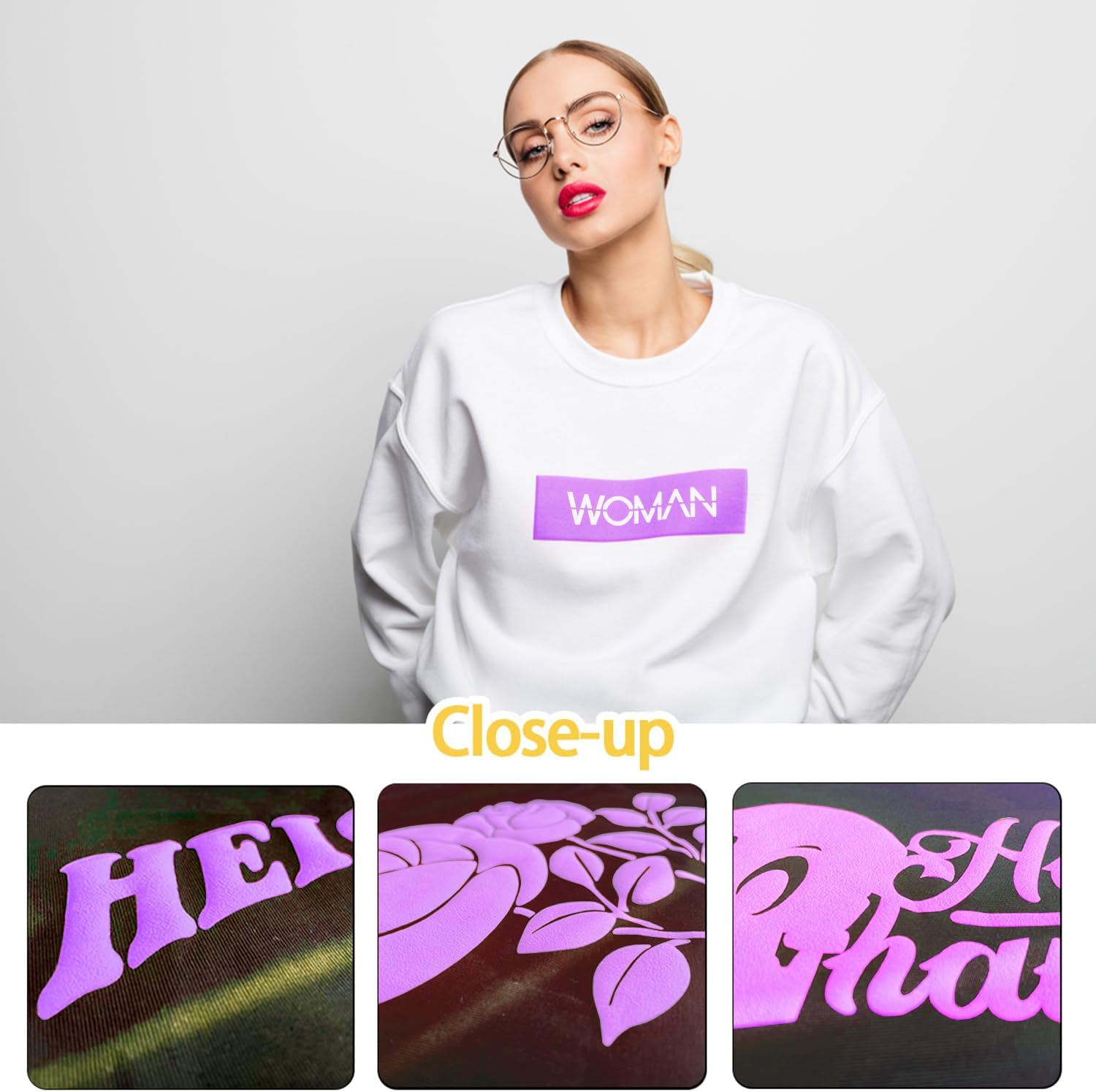 3D Puff Vinyl Heat Transfer 3 Sheets 12"x10"-Light Purple | Heat Transfer Puff Vinyl for T-Shirts,Garment and DIY Usage,Compatible with Cricut Silhouette Cameo For Heat Press Iron-on
