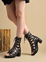 Shoetopia Black Onyx Lattice Gladiator Cage Heels – Bold Lace-Up Block Heel Sandals For Women & Girls - EU37 gallery image