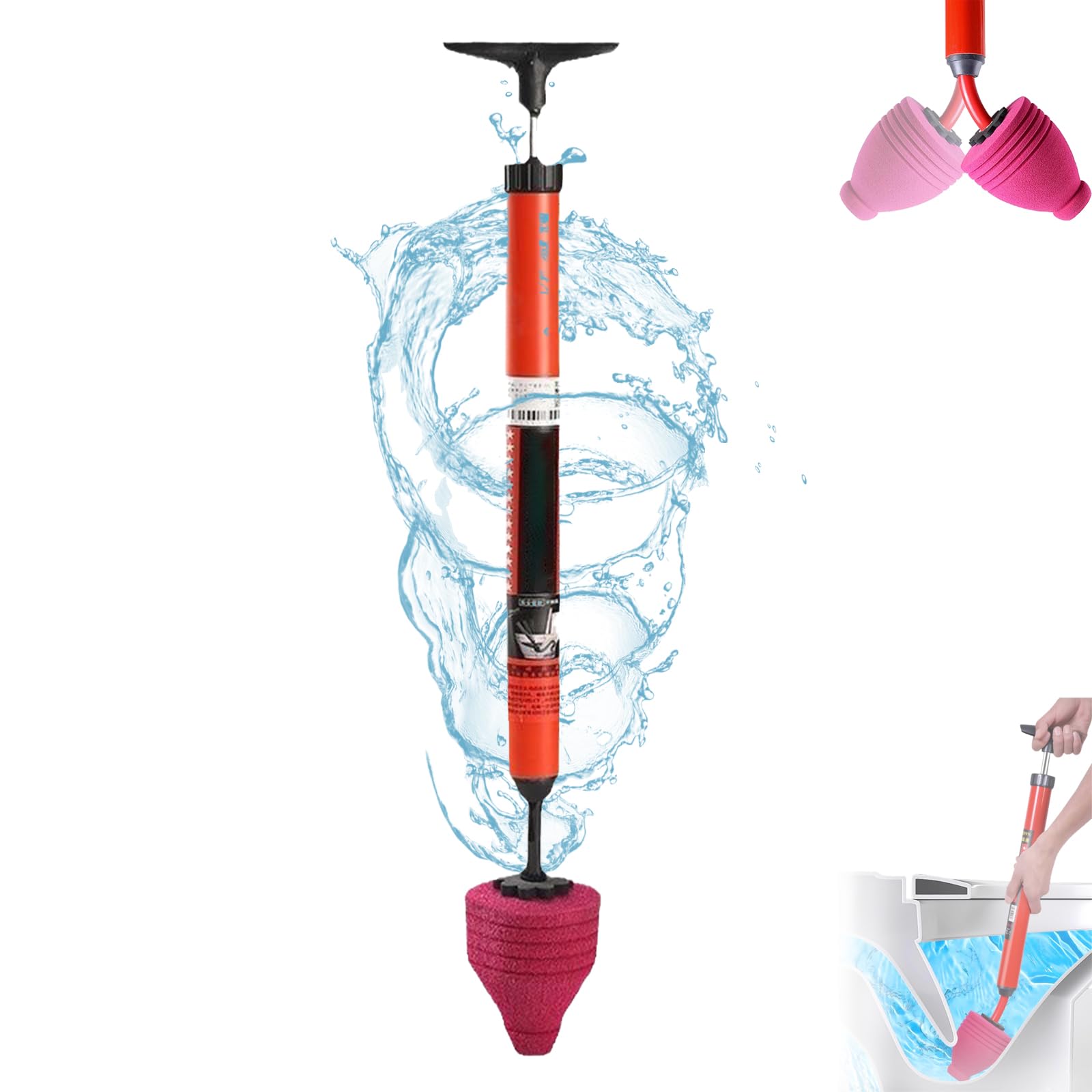 Turbo Flush High Pressure Dredging Tool,High Pressure Toilet Plunger,Toilet Plunger Kit High Pressure Air Drain Clog Remover Plumbing Tool For Bathroom Kitchen Bathtub Clogged Pip (1PCS)