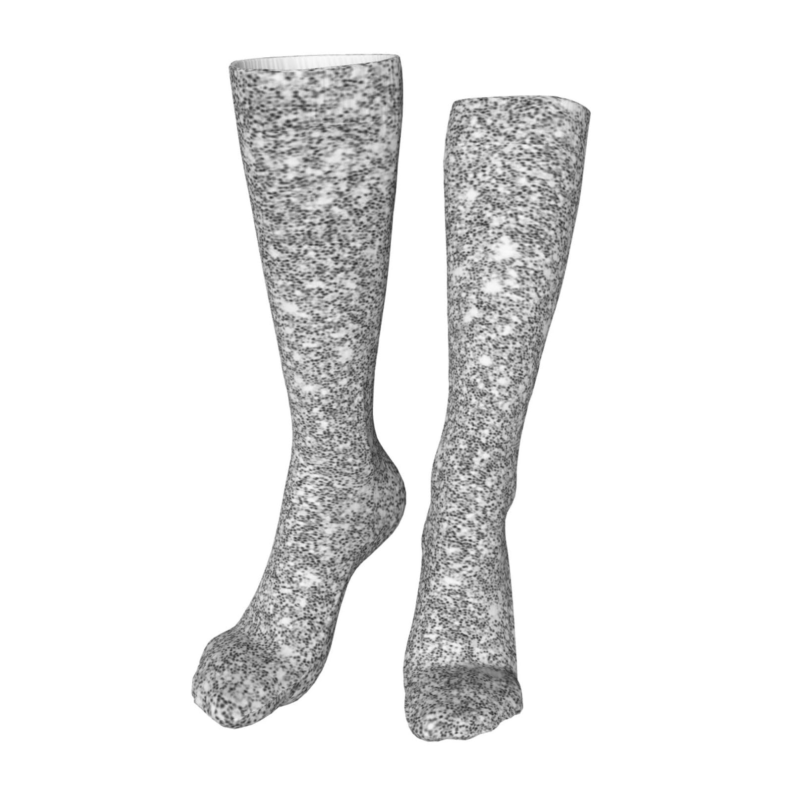 Melbrakin Glittersilver Knee High Socks Long Cosplay Casual Socks For Womens