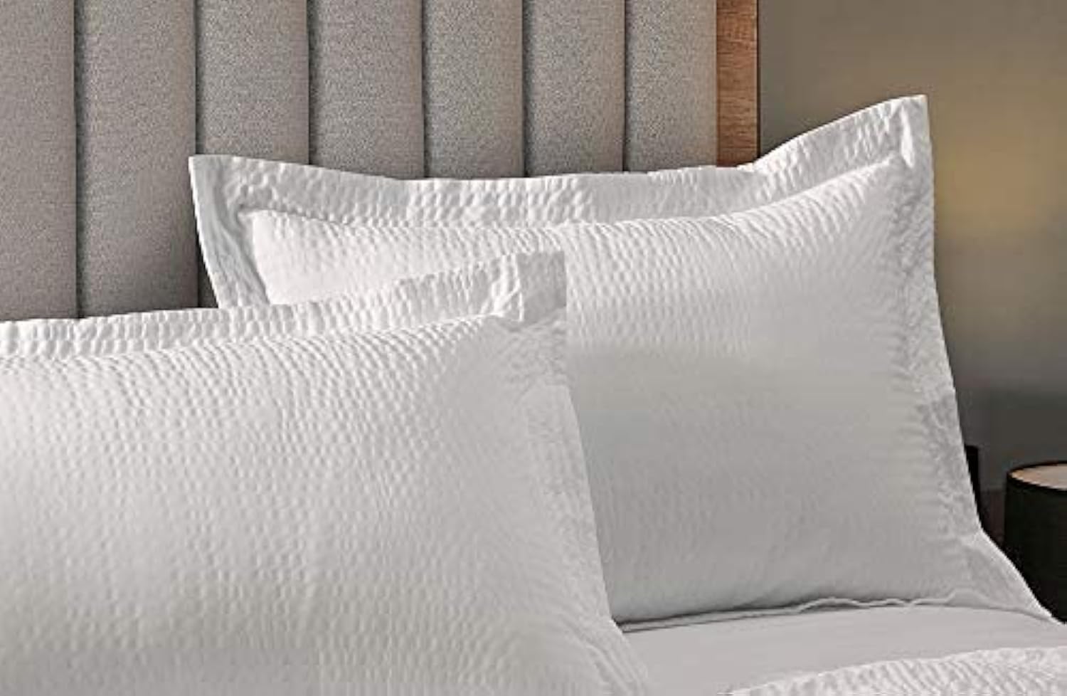 Textured Pillow Sham - 2 Decorative Pillow Sham with Wash-Activated Ripple Texture Exclusively for Courtyard - White (King 2 Pack)