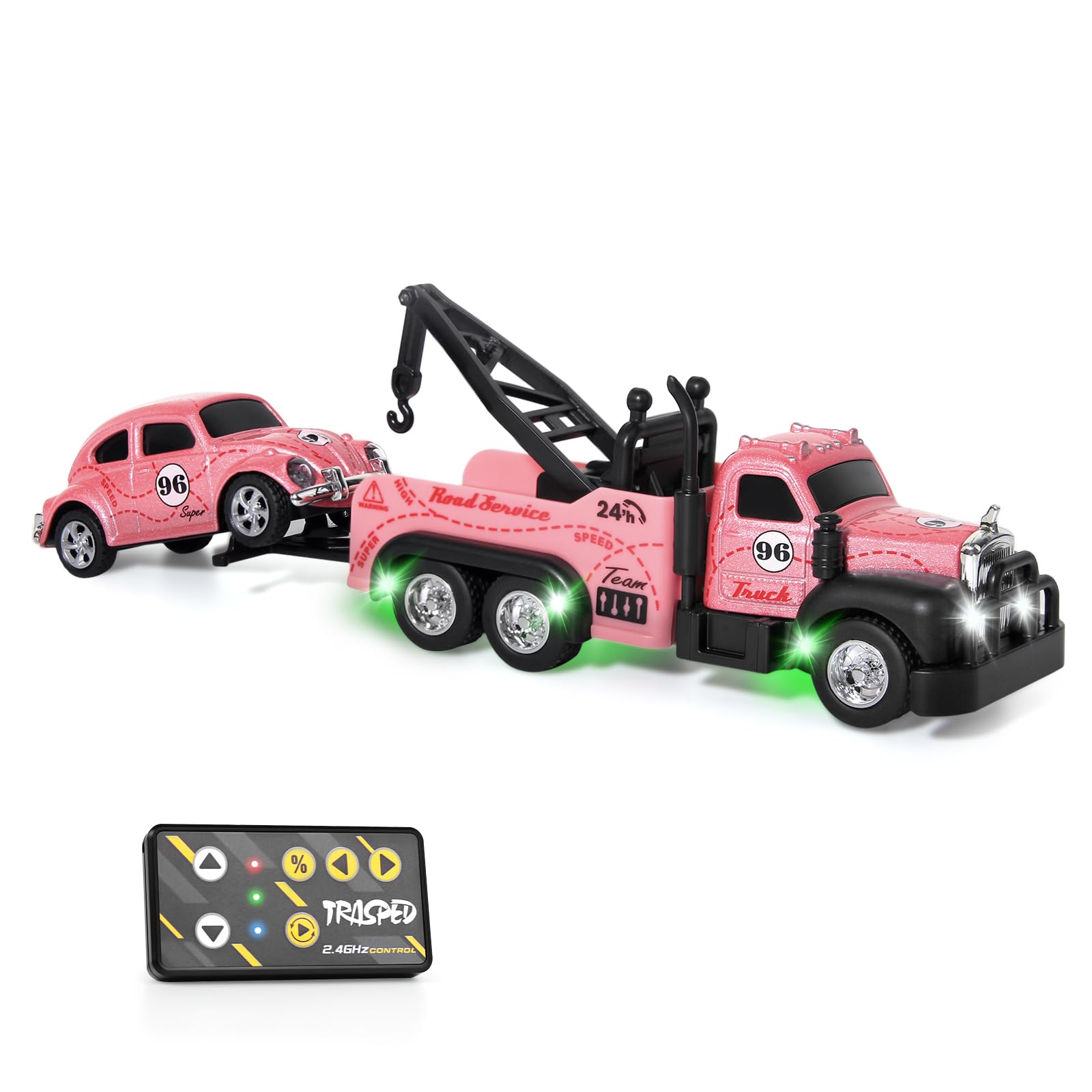 Mini Rc Truck Tow Trucks Toy with Mini Metal Car Set 2PCS City Service Vehicle Remote Control Tow