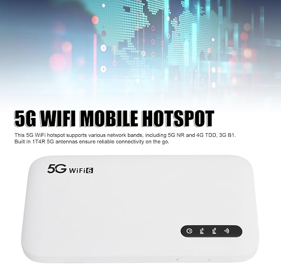5G Portable Hotspot Router, 2.77Gbps Ultra Fast Speed, 16 Devices, 6100mAh Battery, 6, 5G NR/4G TDD