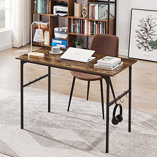 VECELO Compact Computer Writing Desk with Hooks #TOP25