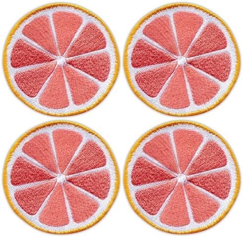 Set of Four - Patchion Slice of Grapefruit 2.4" - Black Hook and Loop - Embroidered Patch/Badge/Emblem image 3