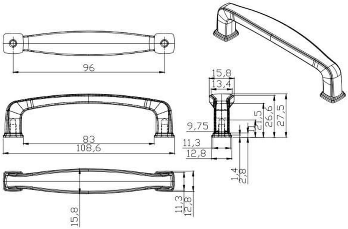 East West Kitchen Bath Knox Cabinet Hardware Pull 96mm 3.75 Inch SN Nickel 623SN - Pack of 25