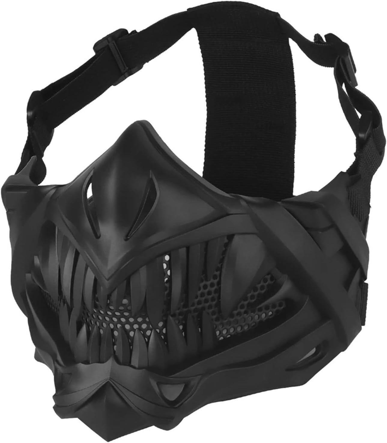 Airsoft Half Face Mask with Steel Mesh, Tactical Breathable Tusk Bat Protective Mask for Paintball,Halloween Cosplay, Airsoft, Cycling&Outdoor Sports