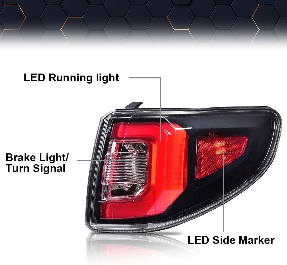 PIT66 LED Tail Lights Compatible with GMC Acadia SL 2013,2016/GMC Acadia (submodel: Denali, SLE, SLT) 2013-2016/Acadia Limited Base 2017/GMC Right Rear Light Brake Lamps Assembly