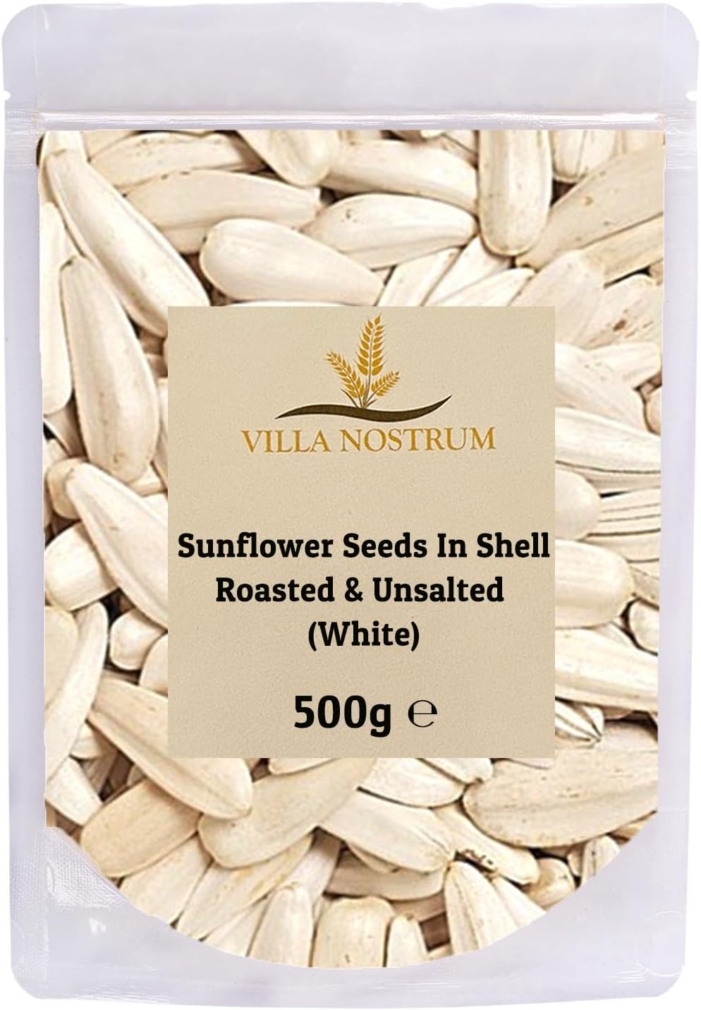Sunflower Seeds in Shell - Roasted & Unsalted (White) 500g by Villa Nostrum