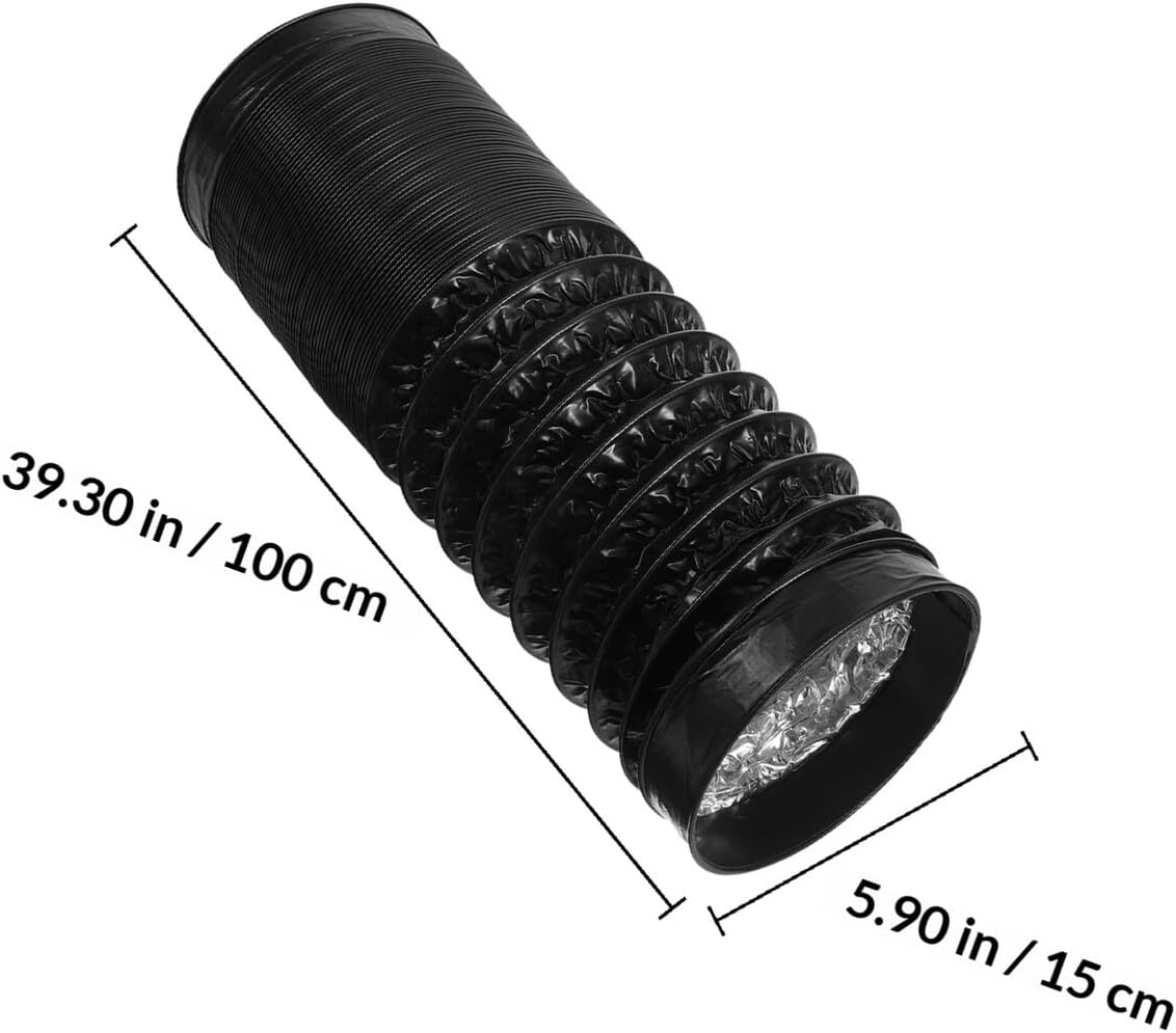 Flexible Aluminum Dryer Vent Hose 150mm X 1m with Black Pvc Cover, Thickened 100mm Standard Vent Tubing for Clothes Dryer Exhaust Replacement