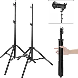 2 Pack Adjustable 7ft Aluminum Photography Light Stand, Portable Light Tripod for Lighting, Flash, Softbox, Strobe, Camera, Portrait