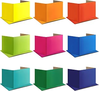 18 Pcs Privacy Folders Boards for Student Desks Desk Dividers for Students Classroom Desk Privacy Panel Study Carrels School Teacher Supplies, 9 Colors, 17 x 12 Inch