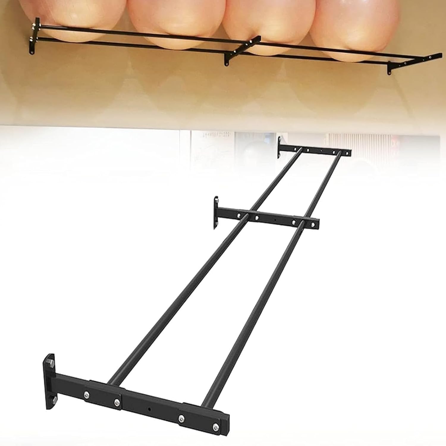 Wall Mounted Black Metal Yoga Ball Storage Rack, Studio Home Gym Accessories, Adjustable Yoga Rack, Fitness Class Yoga Ball Display Rack,245CM [Energy Class A]