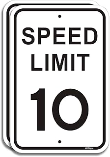 2-Pack Speed Limit 10 MPH Sign Slow Down Traffic Sign 12”x18” Rust Free 40Mil UV Printed Outdoor Metal Reflective Easy to Mount No Fading Outdoor Use for Neighbour Driveway Yard or School