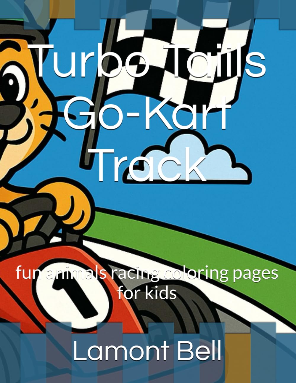 Turbo Taiils Go-Kart Track: fun animals racing coloring pages for kids