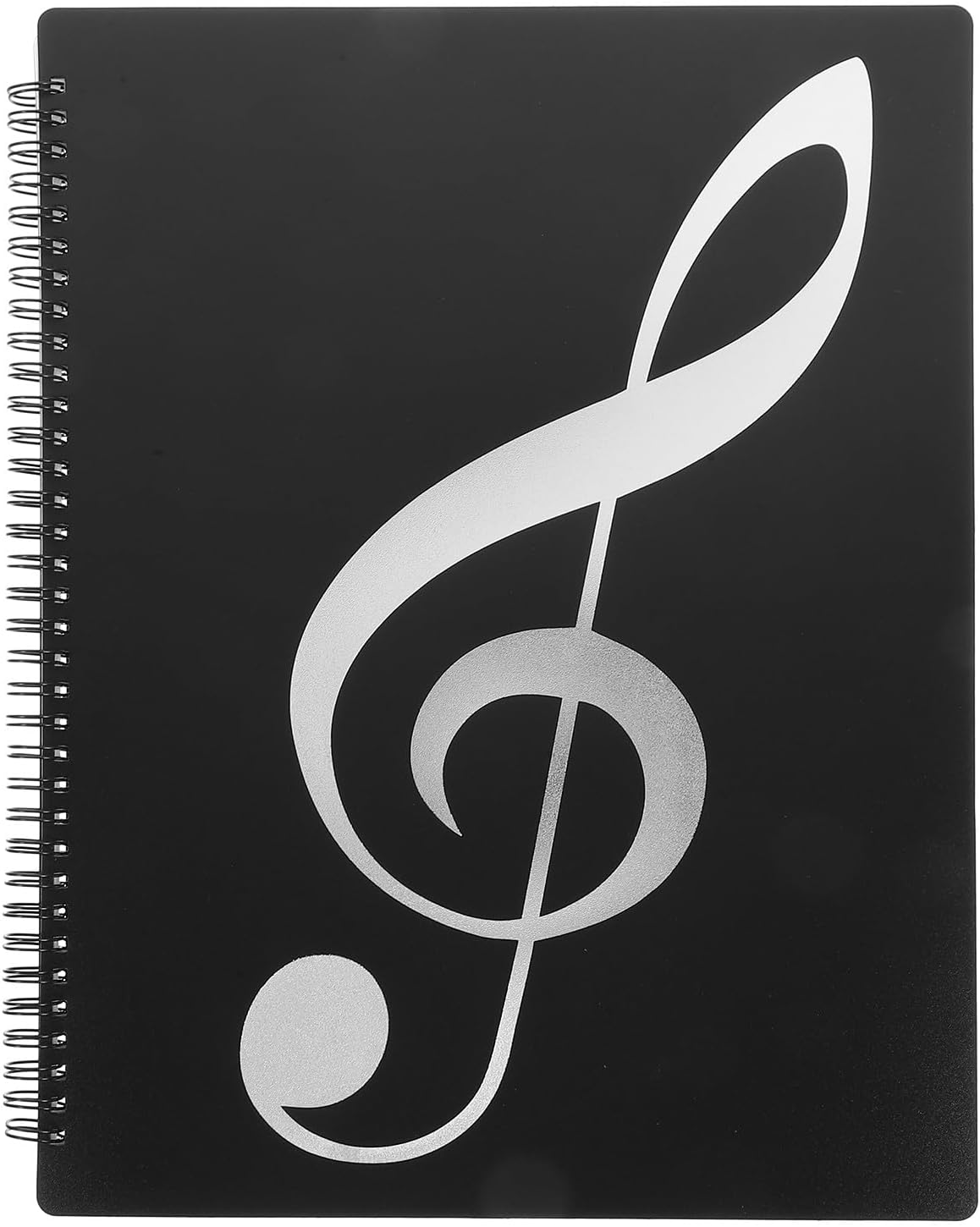 A4 Music Folder File Organizer 20 Pages 40 Sides Spiral Binder Sheet Music Folder for Musicians Silver Note Pattern Black Cover
