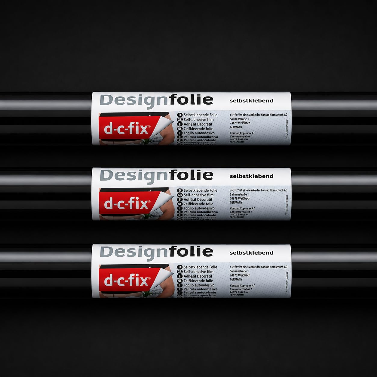 3 Rolls Vinyl Warehouse 90cm x 2.1m d-c-fix Matt Black Sticky Back Vinyl Furniture Wrap 5002