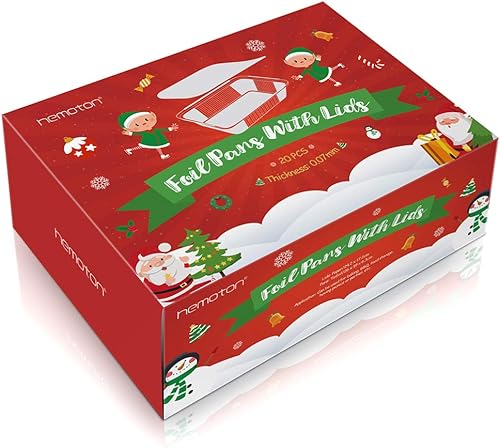 Miniatura 5 de Hemoton 20 bandejas de aluminio con tapas, recipientes rectangulares desechables para alimentos, sartenes de aluminio con fundas para llevar para